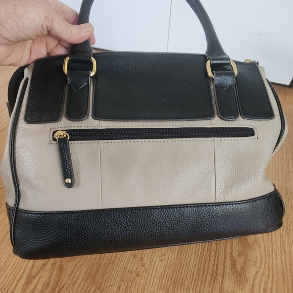 Tignanello Black and Tan Leather Medium Sized Satchel Bag - Picture 2 of 10